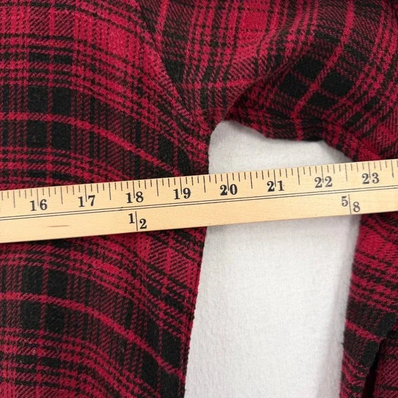 R13 Tie Flannel Midi Shirt Dress Women XS Red Black Plaid Grunge Asymmetric - Picture 14 of 16